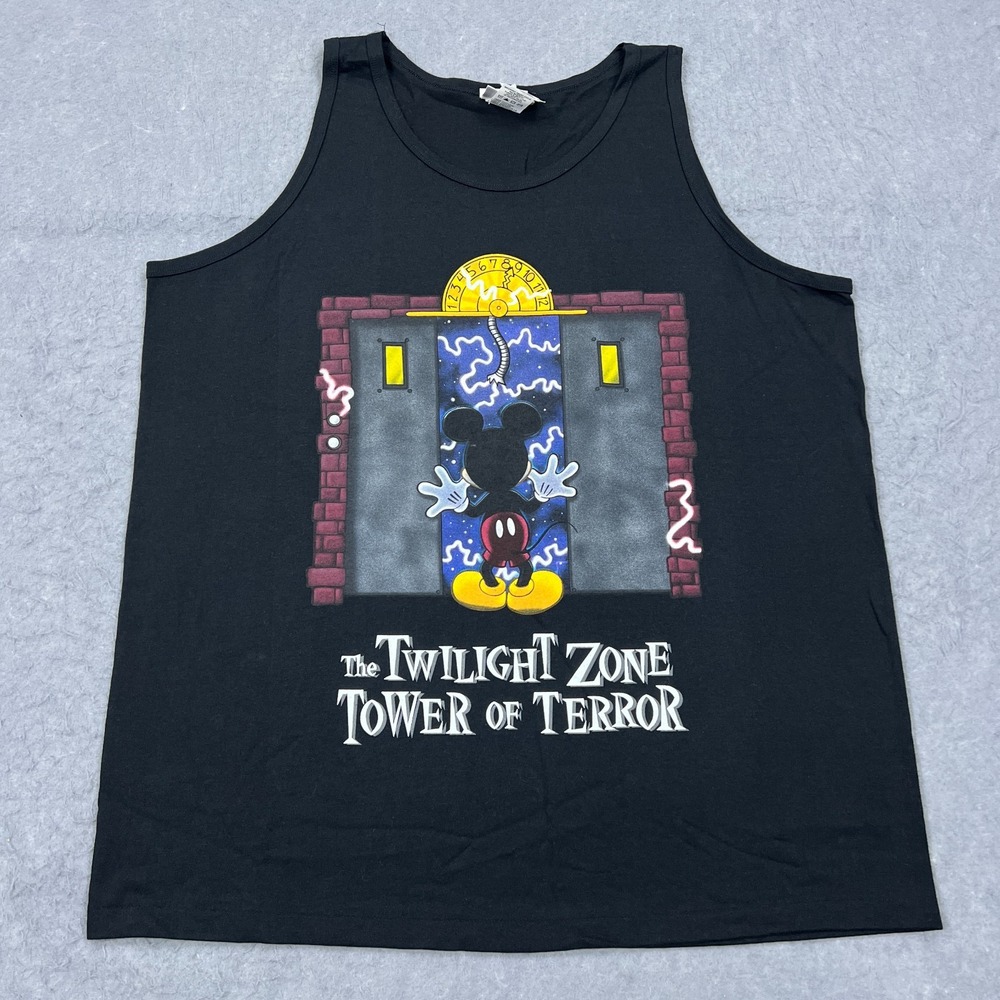 VTG Disneyland The Twilight Zone Tower of Terror Mickey Mouse Tank Shirt 90s XL‎